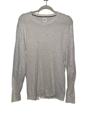 GAP Light Heather Gray Long Sleeve Crewneck Shirt